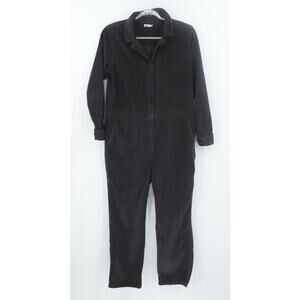 Faherty Jumpsuit Womens Large Washed Black Corduroy Boilersuit Overalls Workwear